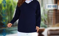 خرید پیراهن زنانه راحتی سرمه ای سایزبزرگ با یقه ی مردانه